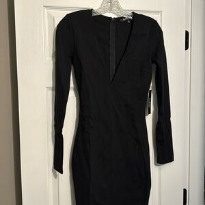 NWT Lulus black deep v-neck dress